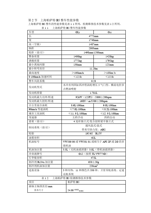 帕萨特全车参数