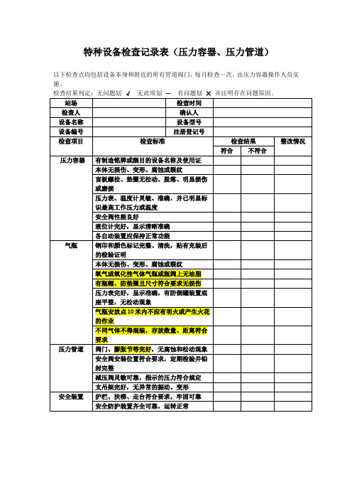 特种设备检查记录