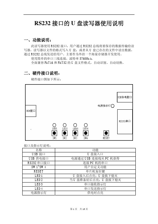 RS232 接口的U盘读写器 使用说明