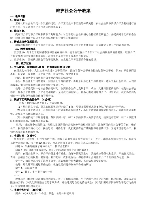 维护社会公平教案