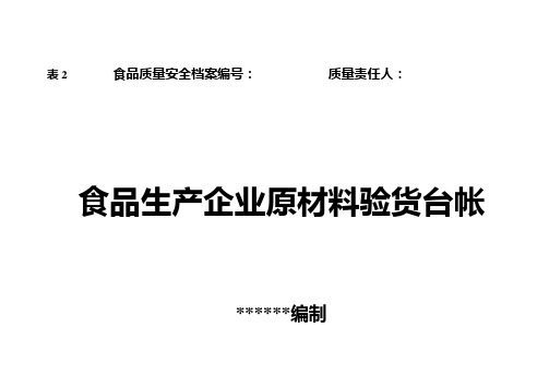 食品生产企业各种可追溯生产记录表格模板