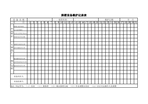 烘箱维护记录表