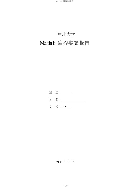 Matlab编程实验报告