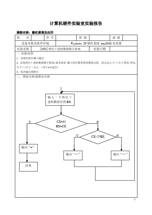 8086微机原理实验之两位十进制数猜数字游戏