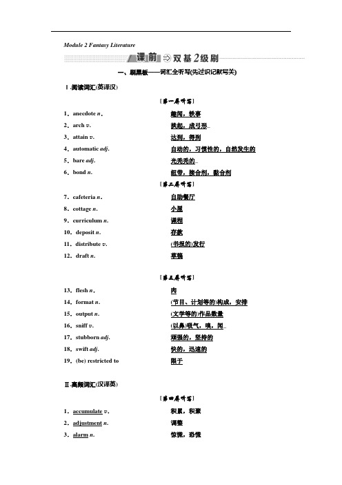 2018-2019学年高中新创新一轮复习英语外研版教师用书：选修六 Module 2 Fantasy Literature Word版含答案