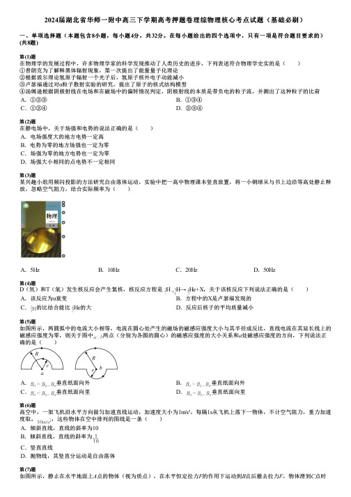 2024届湖北省华师一附中高三下学期高考押题卷理综物理核心考点试题(基础必刷)