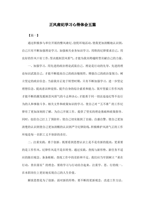 正风肃纪学习心得体会五篇