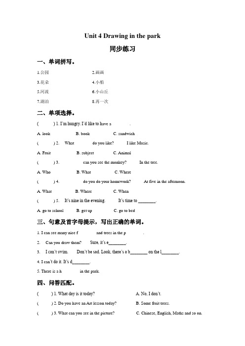 Unit 4 Drawing in the park 同步练习1