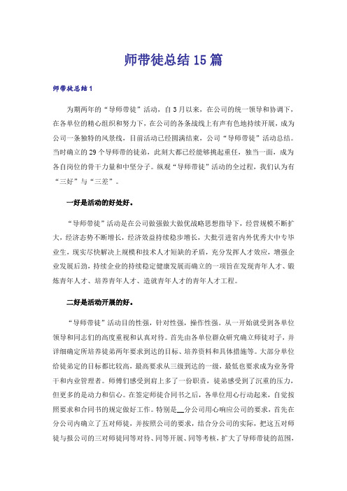 师带徒总结15篇