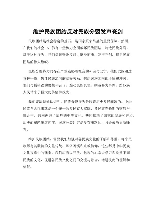 维护民族团结反对民族分裂发声亮剑