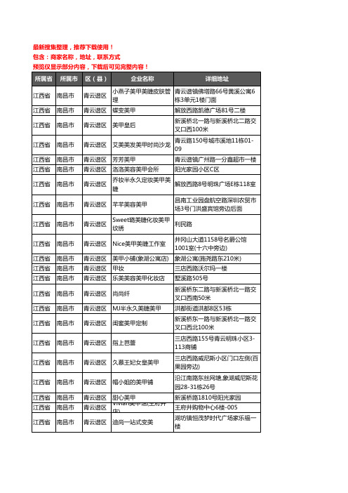 新版江西省南昌市青云谱区美甲企业公司商家户名录单联系方式地址大全28家