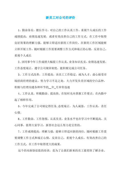 新员工对公司的评价