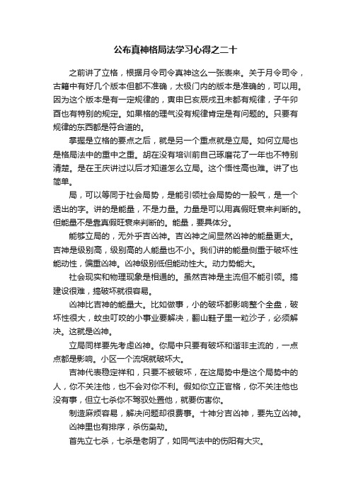 公布真神格局法学习心得之二十