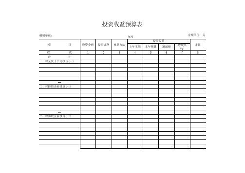 投资收益预算表