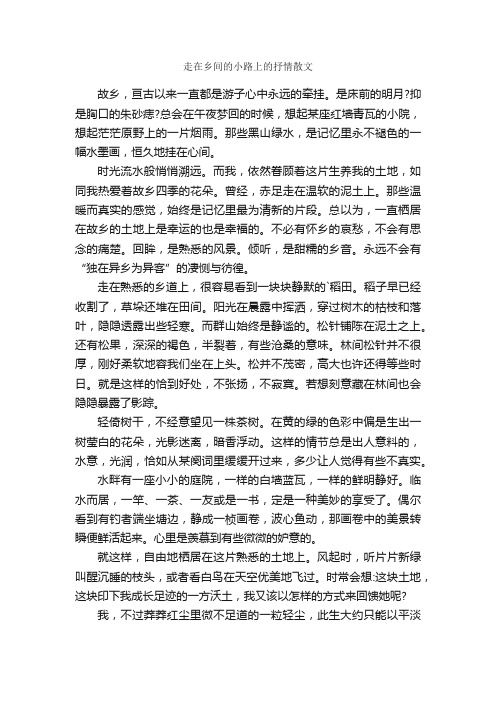 走在乡间的小路上的抒情散文