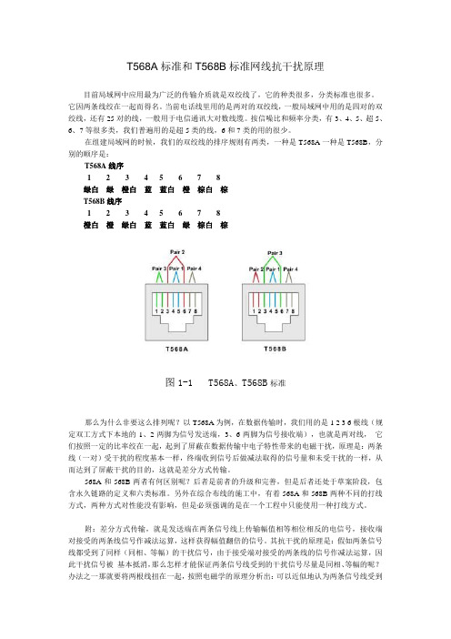 T568A标准和T568B标准网线抗干扰原理