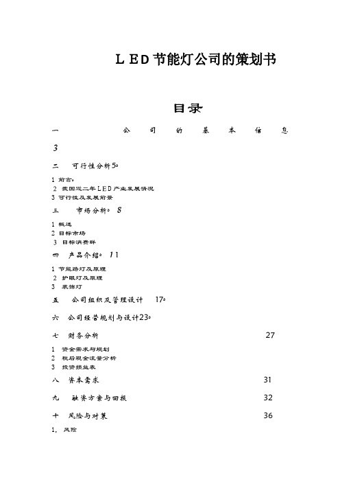 LED节能灯公司的策划书