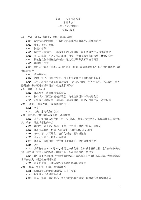 国际专利分类表A部