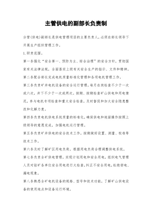 主管供电的副部长负责制