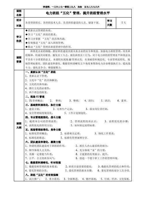 电力班组“五化”管理,提升班组管理水平