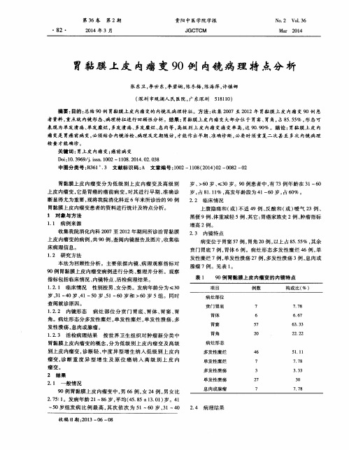 胃黏膜上皮内瘤变90例内镜病理特点分析