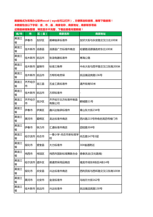 2020新版黑龙江省标准件工商企业公司商家名录名单联系电话号码地址大全509家