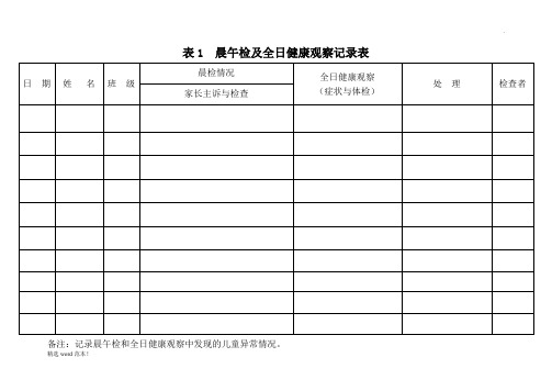 (托幼机构)晨午检及全日健康观察记录表