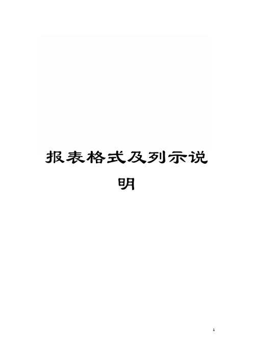 报表格式及列示说明模板