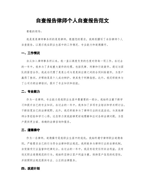 自查报告律师个人自查报告范文