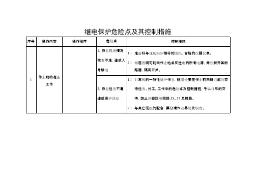 继电保护危险点分析及控制措施【精选】