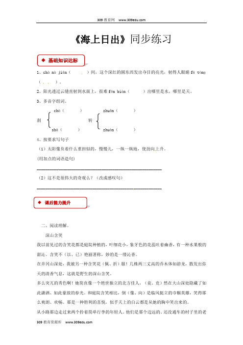 【309教育网优选】语文S版小学语文五年级上册《海上日出》同步练习