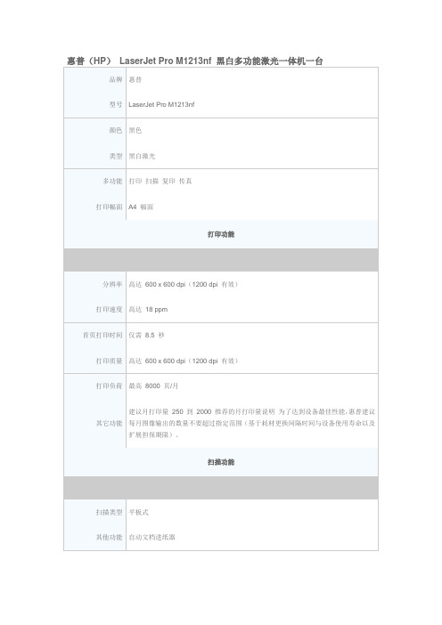 惠普(HP)LaserJetProM1213nf黑白多功能激光一体机一台