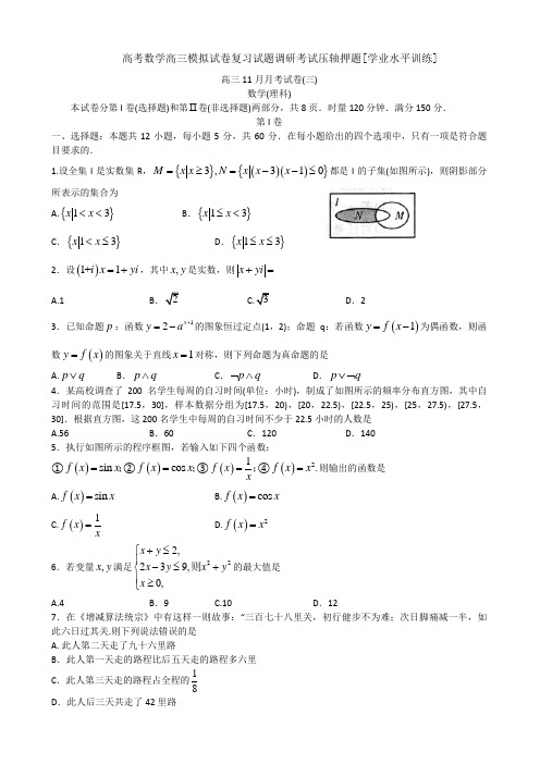 高考数学高三模拟试卷复习试题调研考试压轴押题学业水平训练027