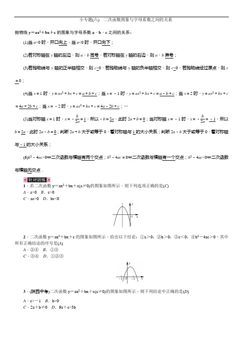 小专题(六) 二次函数的图象与字母系数之间的关系