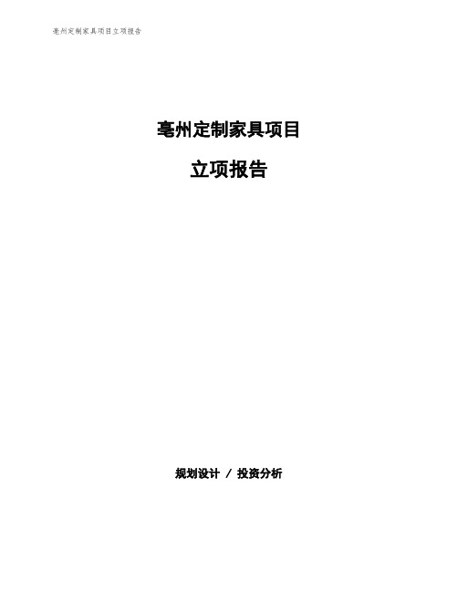 亳州定制家具项目立项报告