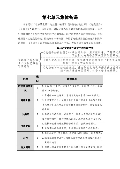 部编版语文三年级下第七单元集体备课(教学设计)