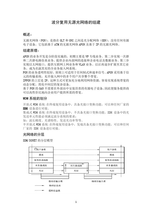 波分复用无源光网络的组建