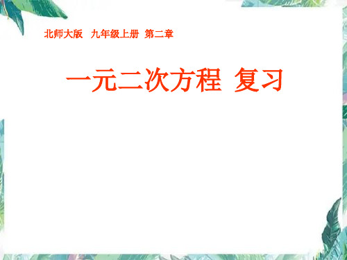 第2章 一元二次方程复习 北师大版数学九年级上册优质课件(共30张PPT)