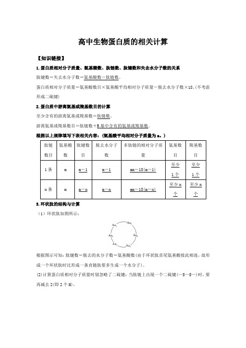 新教材高中生物蛋白质的相关计算