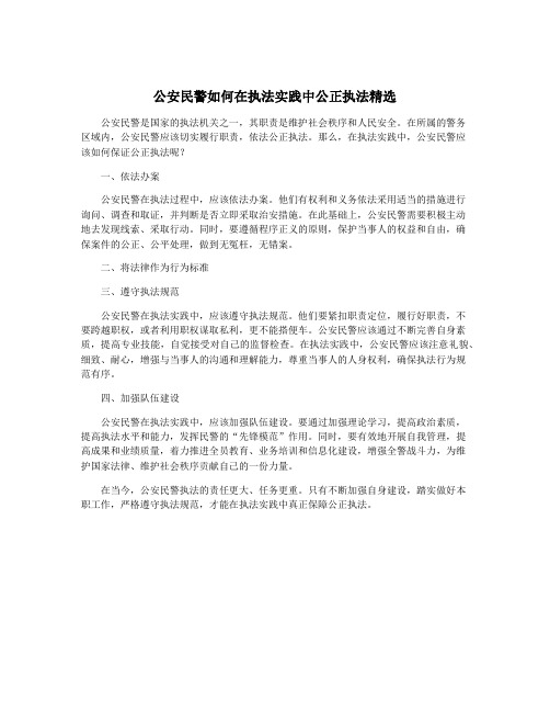 公安民警如何在执法实践中公正执法精选