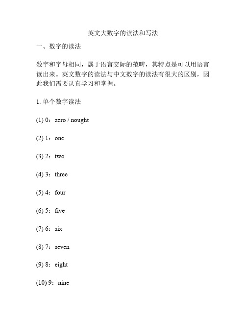 英文大数字的读法和写法