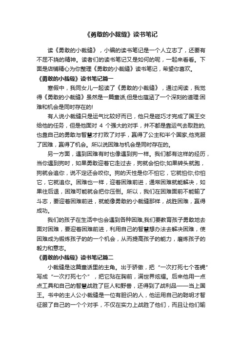 《勇敢的小裁缝》读书笔记