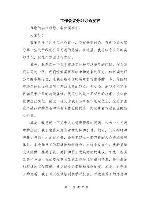 工作会议分组讨论发言