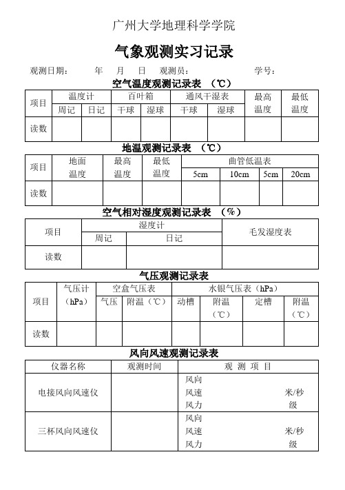 气象观测记录表1