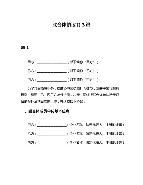 联合体协议书3篇