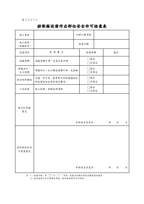 脚手架表格施做工程整套验收表格模板