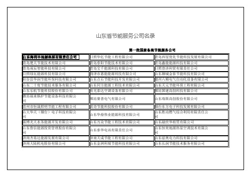 山东省节能服务公司名录