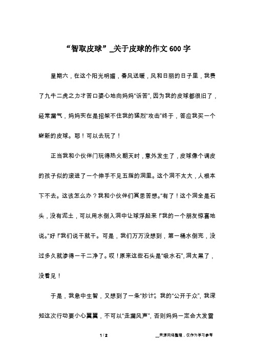 “智取皮球”_关于皮球的作文600字