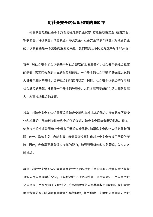 对社会安全的认识和看法800字