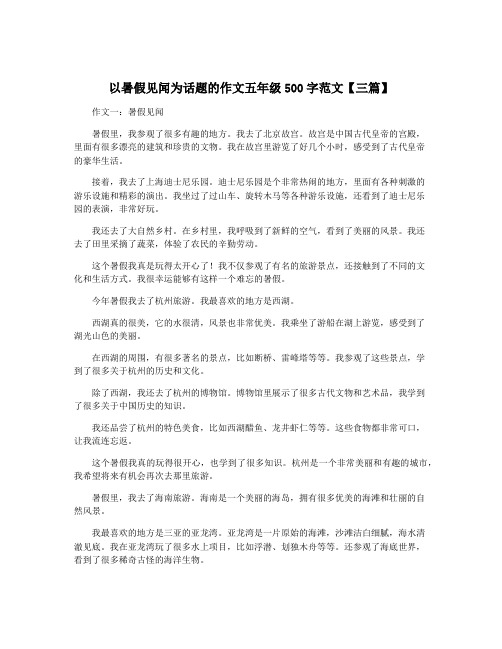 以暑假见闻为话题的作文五年级500字范文【三篇】